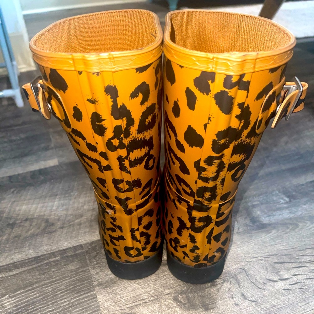 Leopard hunter boots.. excellent condition